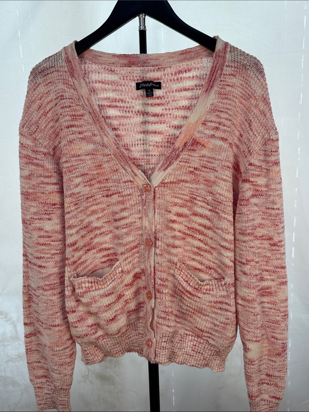 Cozy Pink Marled V-Neck Button Cardigan